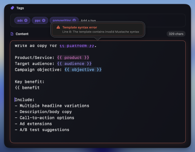 Template syntax error with inline message