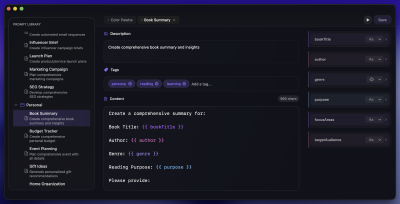 Migi's prompt library interface in dark mode